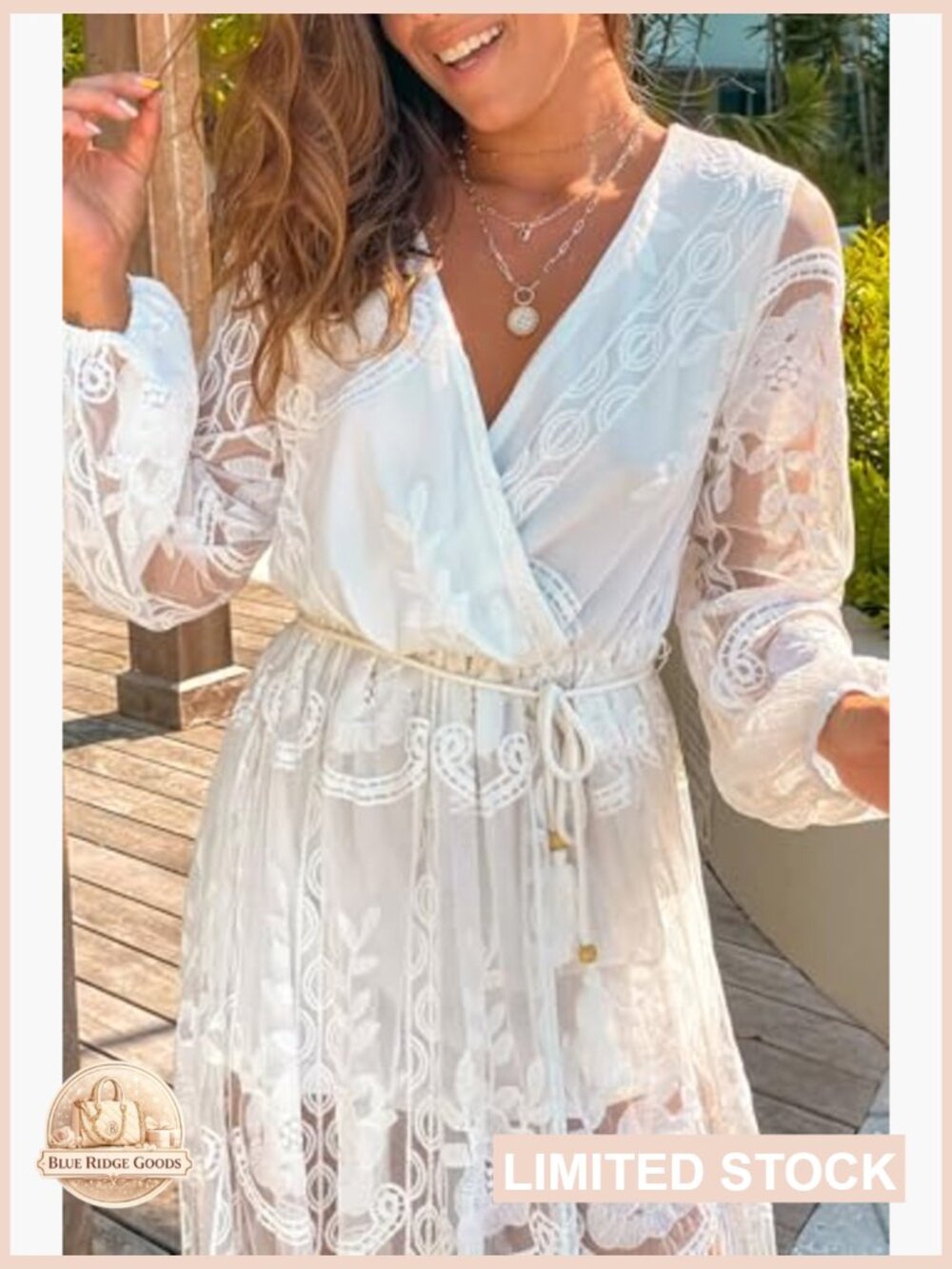 Womens V Neck Floral Embroidered Lace Maxi Dress Short Sleeve Slit Bridesmaid - Picture 4 of 5